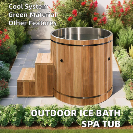 No.0003 Hot Sale Modern Design round Wooden Outdoor Water Ice Pail for Soaking Ice Bath SPA Sauna Recovery Cold Plunge Chiller Machine