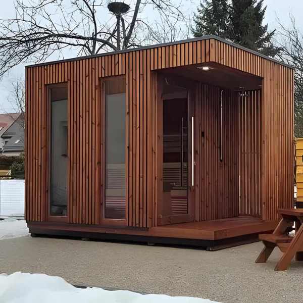 Model No. 0016: Custom Outdoor Traditional Dry Steam Sauna Room - Canadian Red Cedar Wood