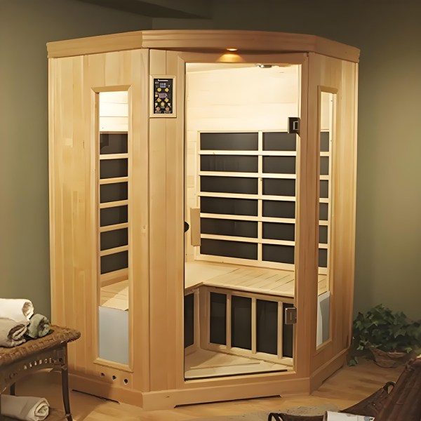 No.0013 Spacious Redwood Outdoor Sauna 6-Person Ergonomic Bench LED Lighting Wholesale Price