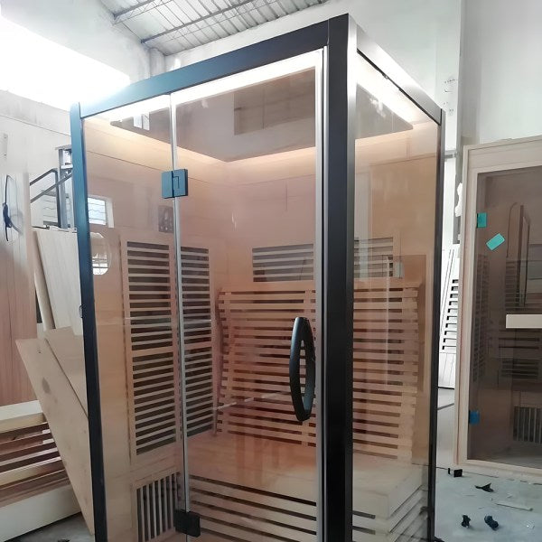 No.0015 Sauna factory sells 2-person indoor solid wood sauna with WIFI controller Bluetooth speaker