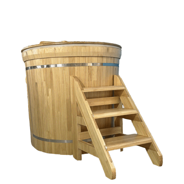 No.0006 Modern Spa Tub Traditional Wood Ice Bath Barrel Indoor Outdoor Wellness Fitness Cold Plunge Soaking Steps